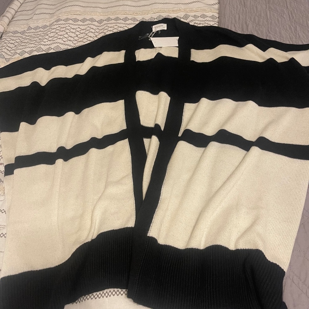 New Short Sleeve Open front Striped Cardigan